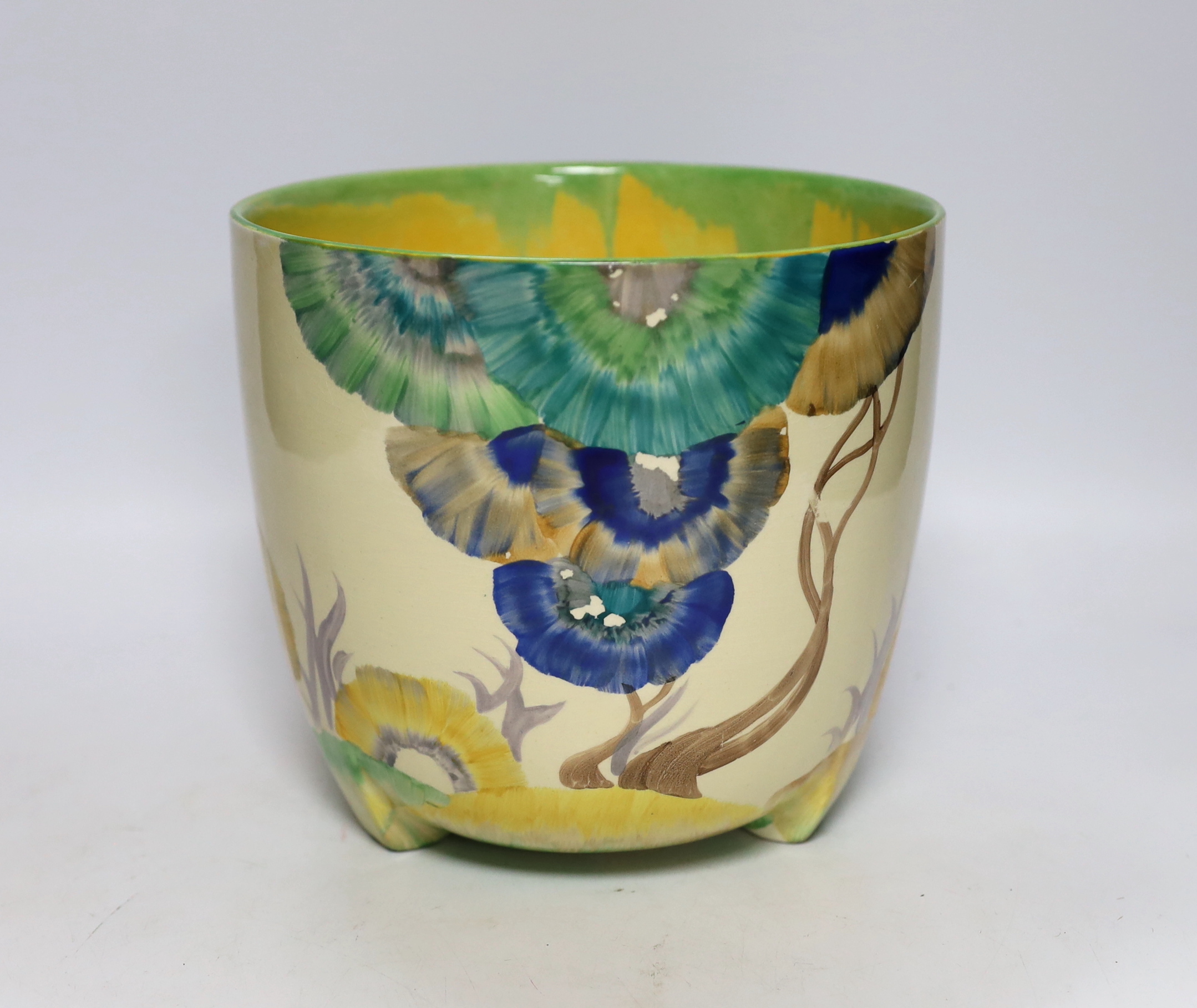 A Clarice Cliff Viscaria pattern jardiniere, 17.5cm